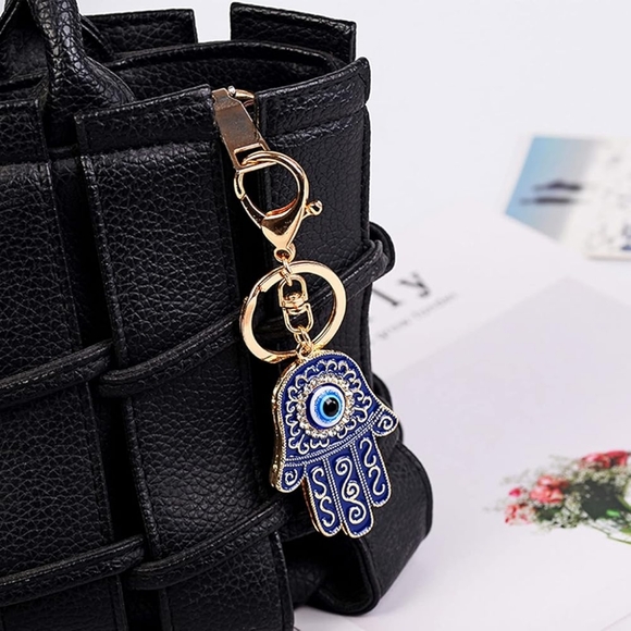 Gold and Red Hamsa Hand Keychain - Picture 2 of 3